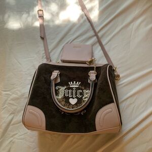 Juicy Couture Brown and Tan Shoulder Bag with Regal Design